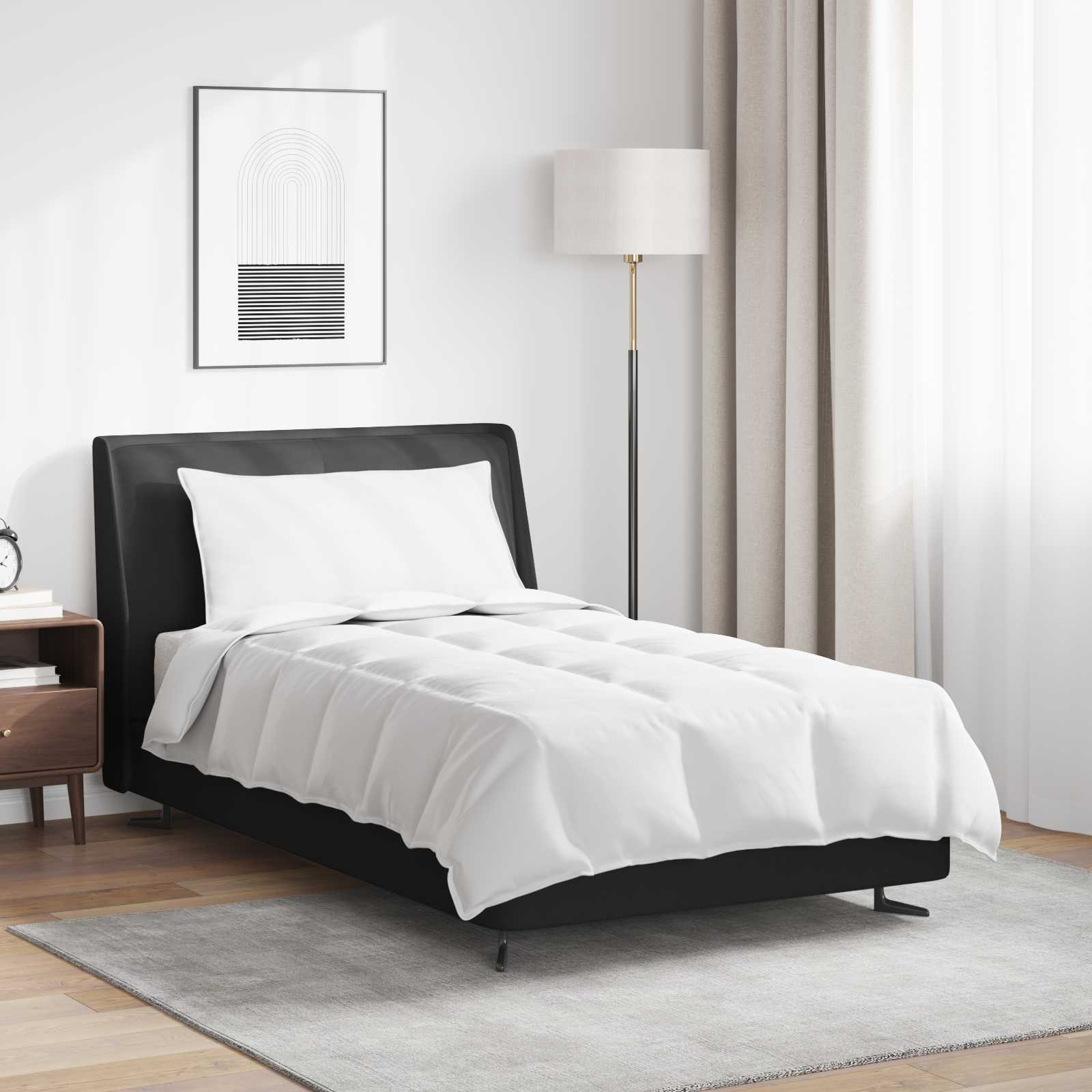 2-i-1 dyne med pude - hvid dunfjer 220 × 135 cm