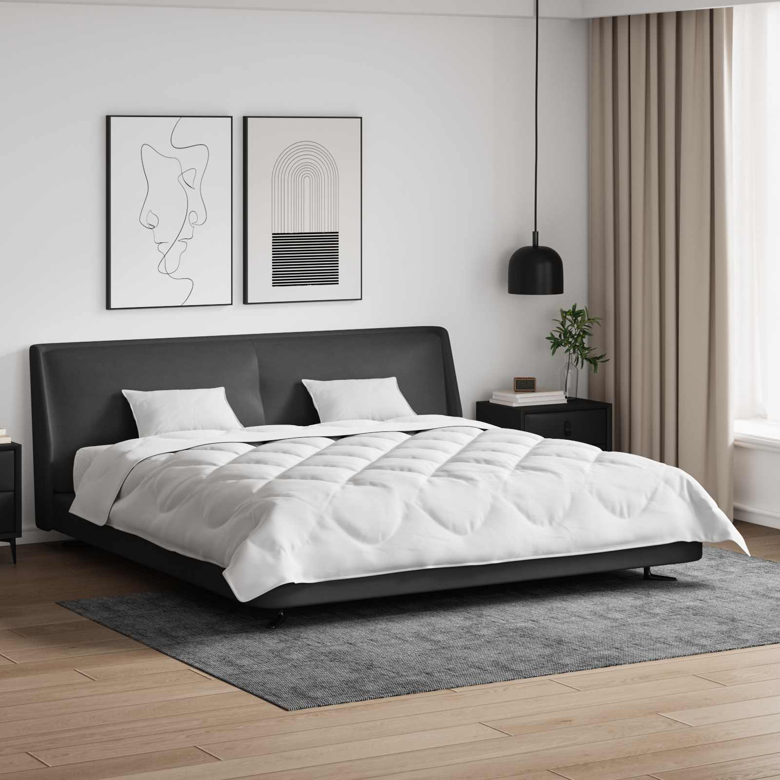 Helårs dyne- og pudepakke i hvid microfiber - 200 × 200 cm, 3 dele