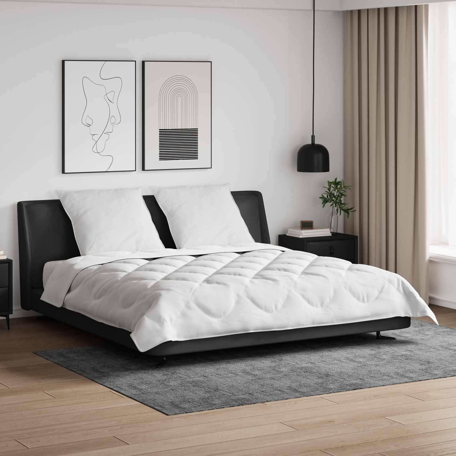 Helårs dyne- og pudepakke i hvid microfiber - 260 × 220 cm, 3 dele