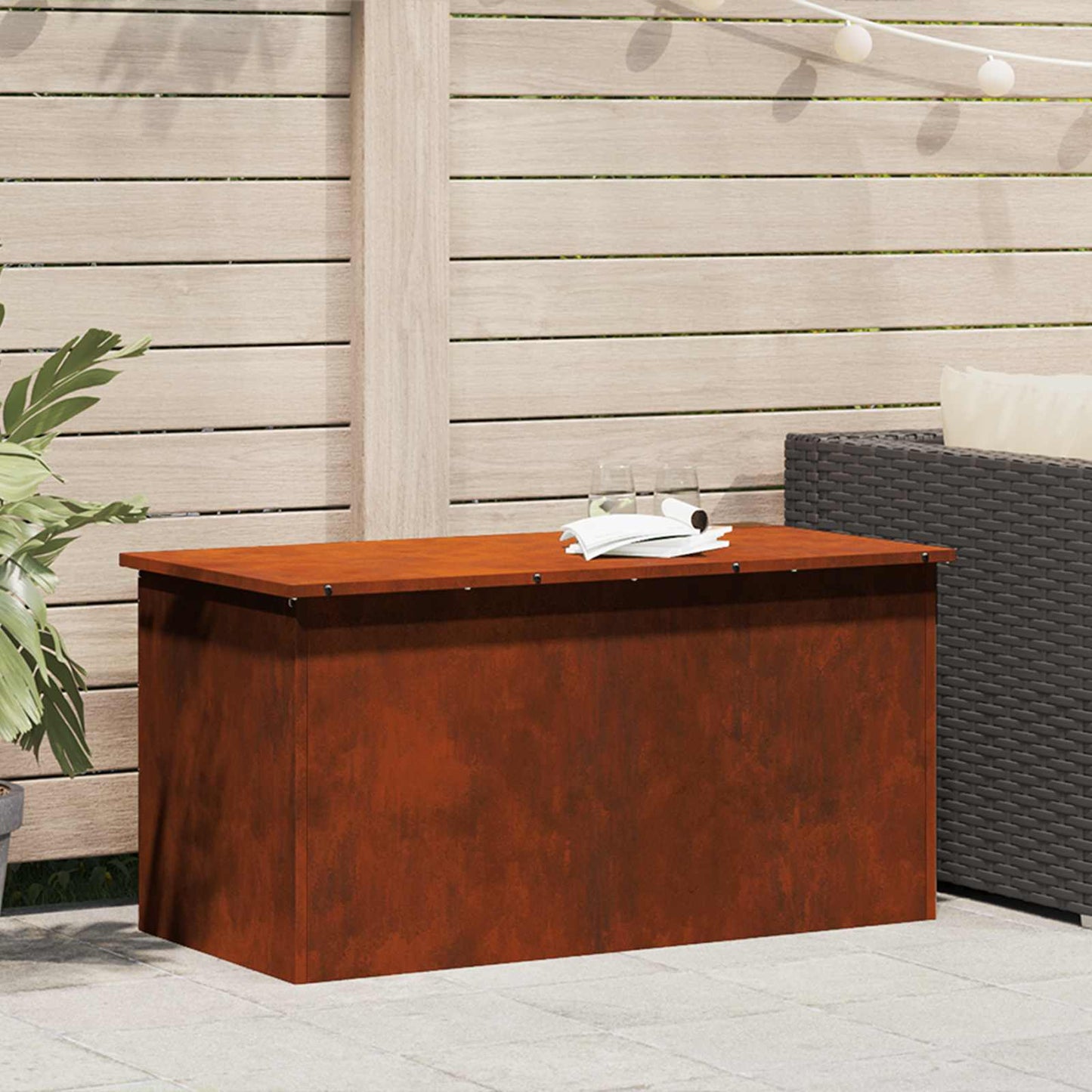 Have opbevaringspude kasse Stål 100 x 50,5 x 50 cm 220 Rusten