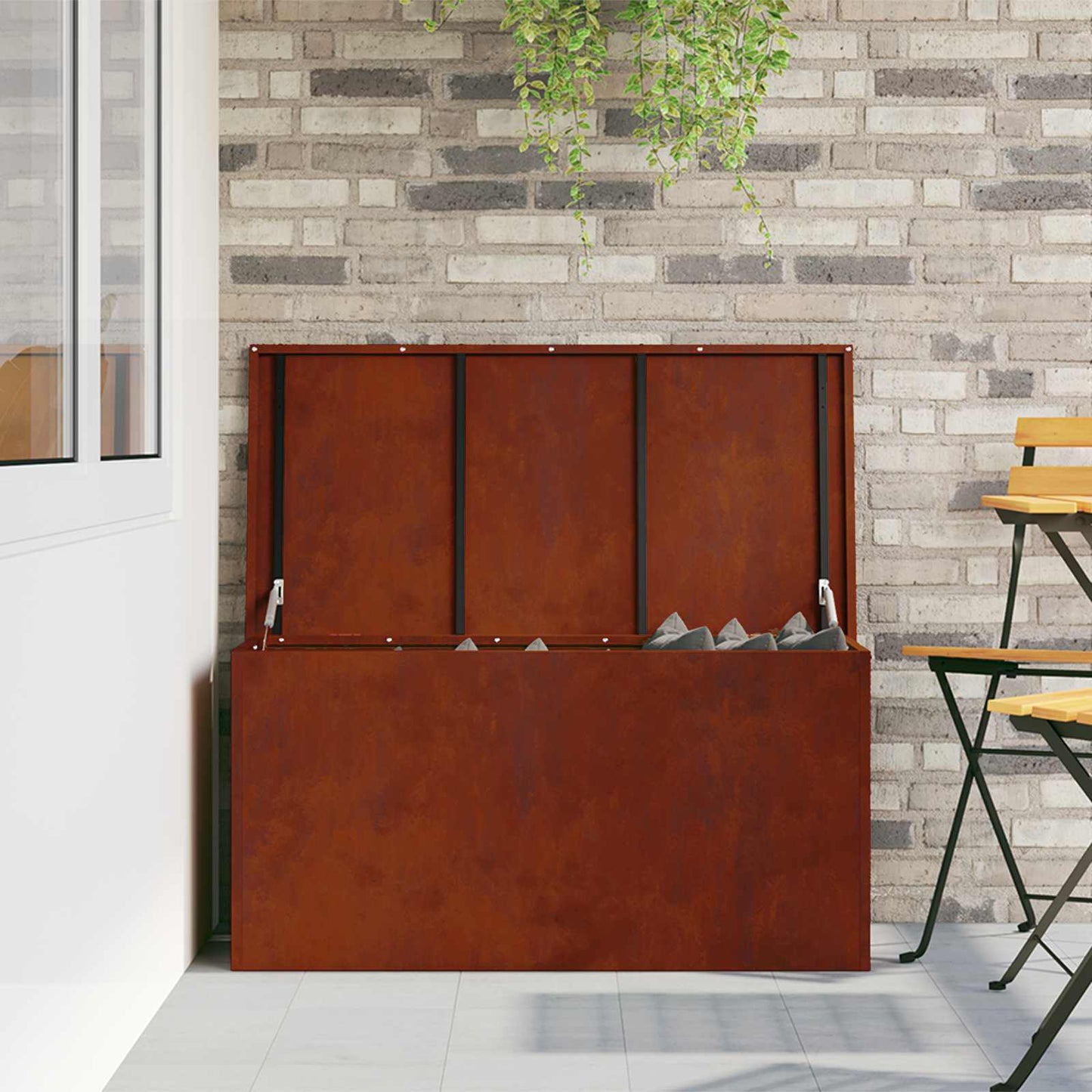 Have opbevaringspude kasse Stål 100 x 50,5 x 50 cm 220 Rusten
