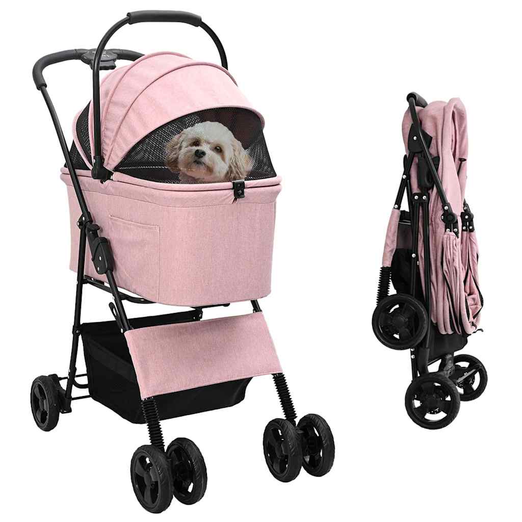 Sammenklappelig kæledyrsvogn Lyserød 81 x 47 x 99 cm Polyester billede