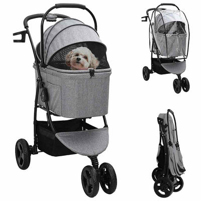 Sammenklappelig kæledyrsvogn Grå 78 x 54 x 101 cm Polyester