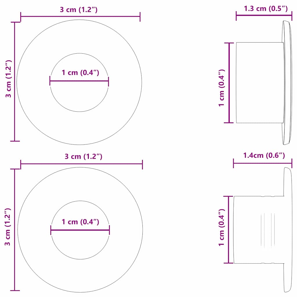 Fodboldbord Stopper 10 pcs Sort 3 x 3 x 1,4 cm HIPS