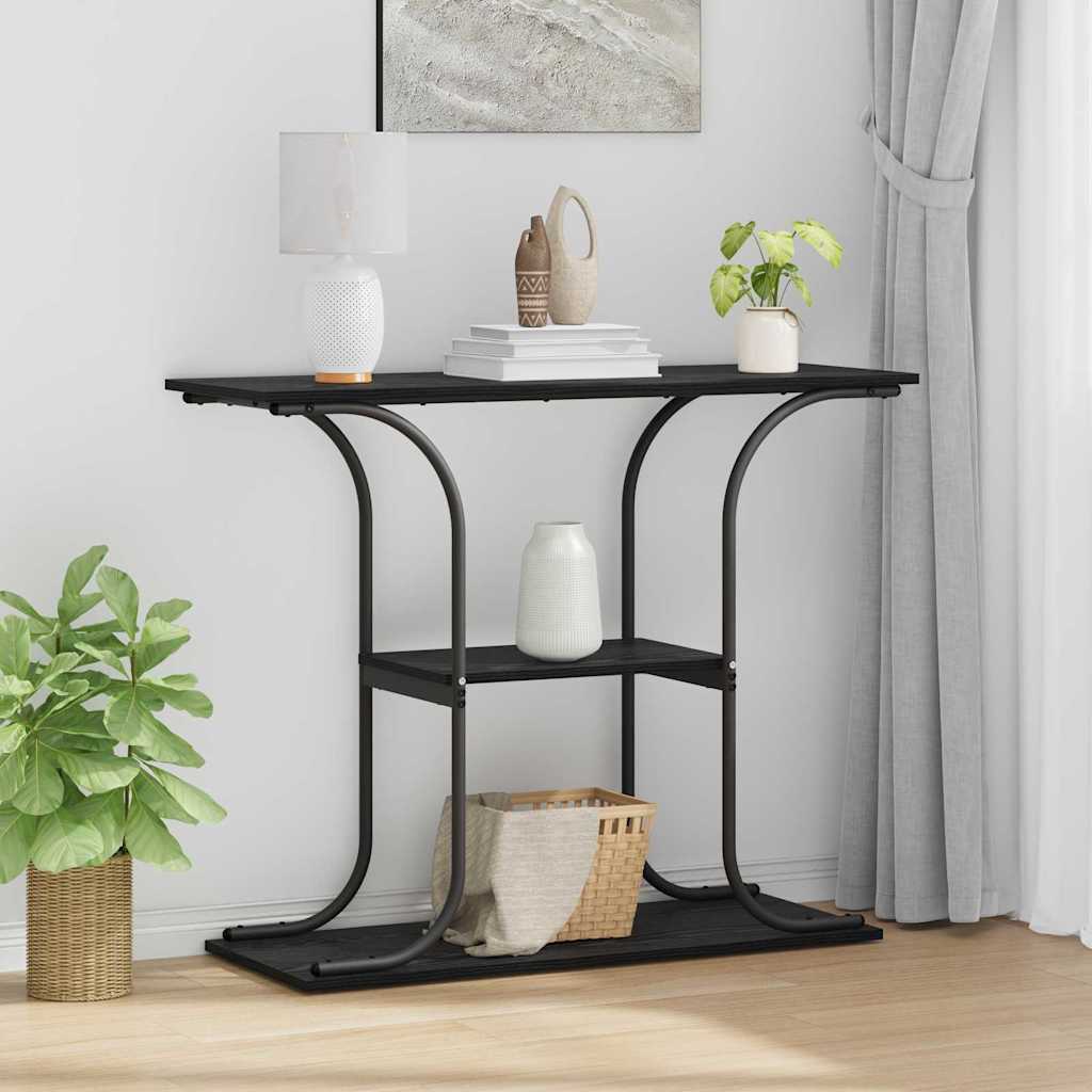 Konsolbord med hylde Sort eg 101 x 35 x 80,5 cm Konstrueret træ