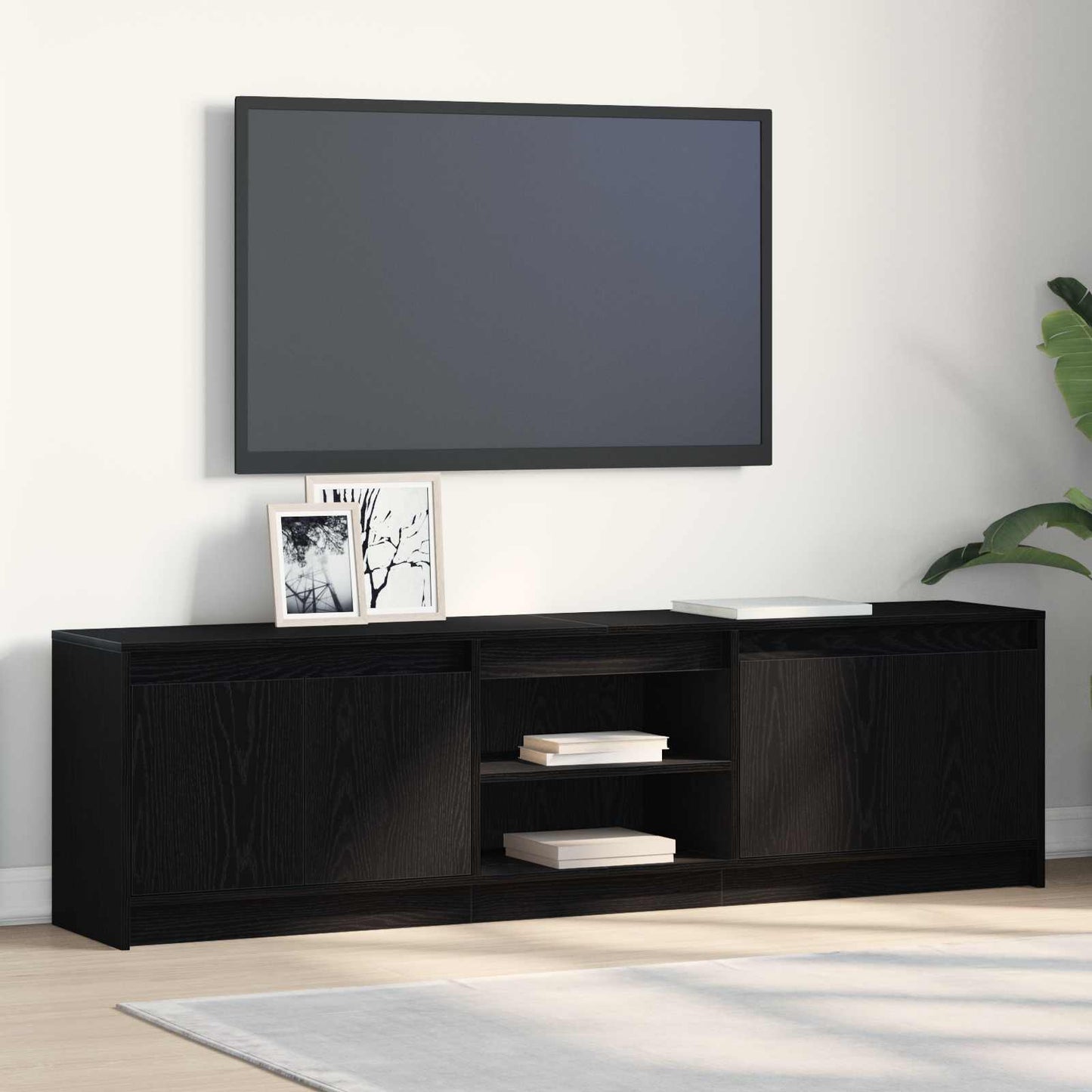 TV Enheder 2 pcs Sort 180 x 34 x 50 cm Konstrueret træ