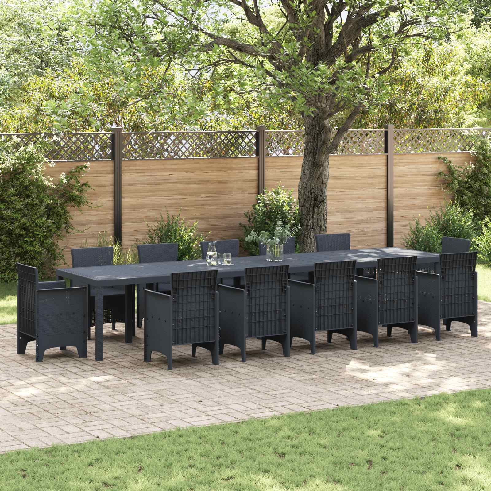 Havemøbel Bord Antracit 400 x 100 x 73 cm polyrattan billede