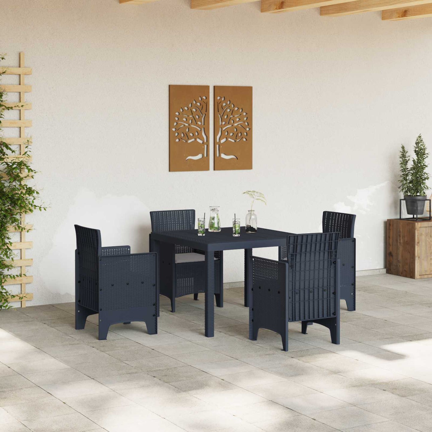 Have Spisebordssæt 5 pcs Antracit Polypropylen