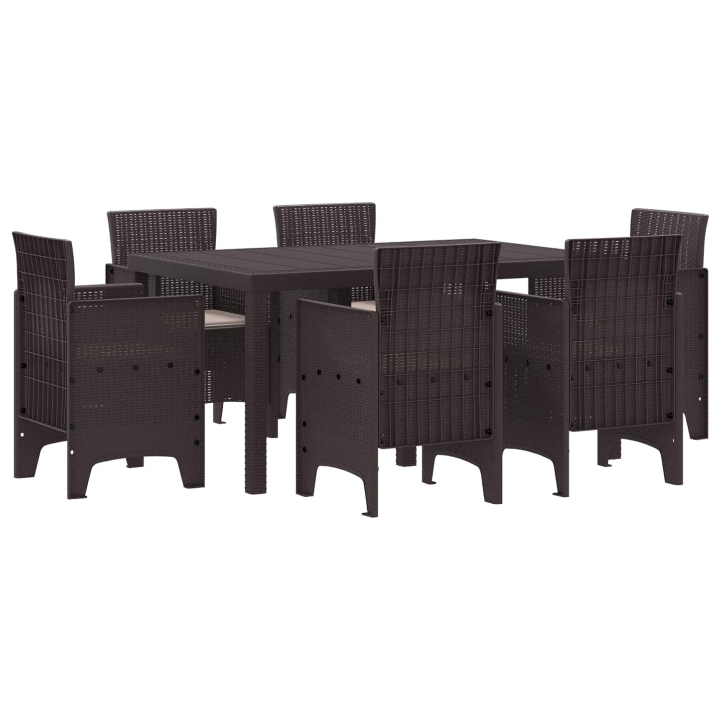 Have Spisebordssæt 7 pcs Brun Polt rattan