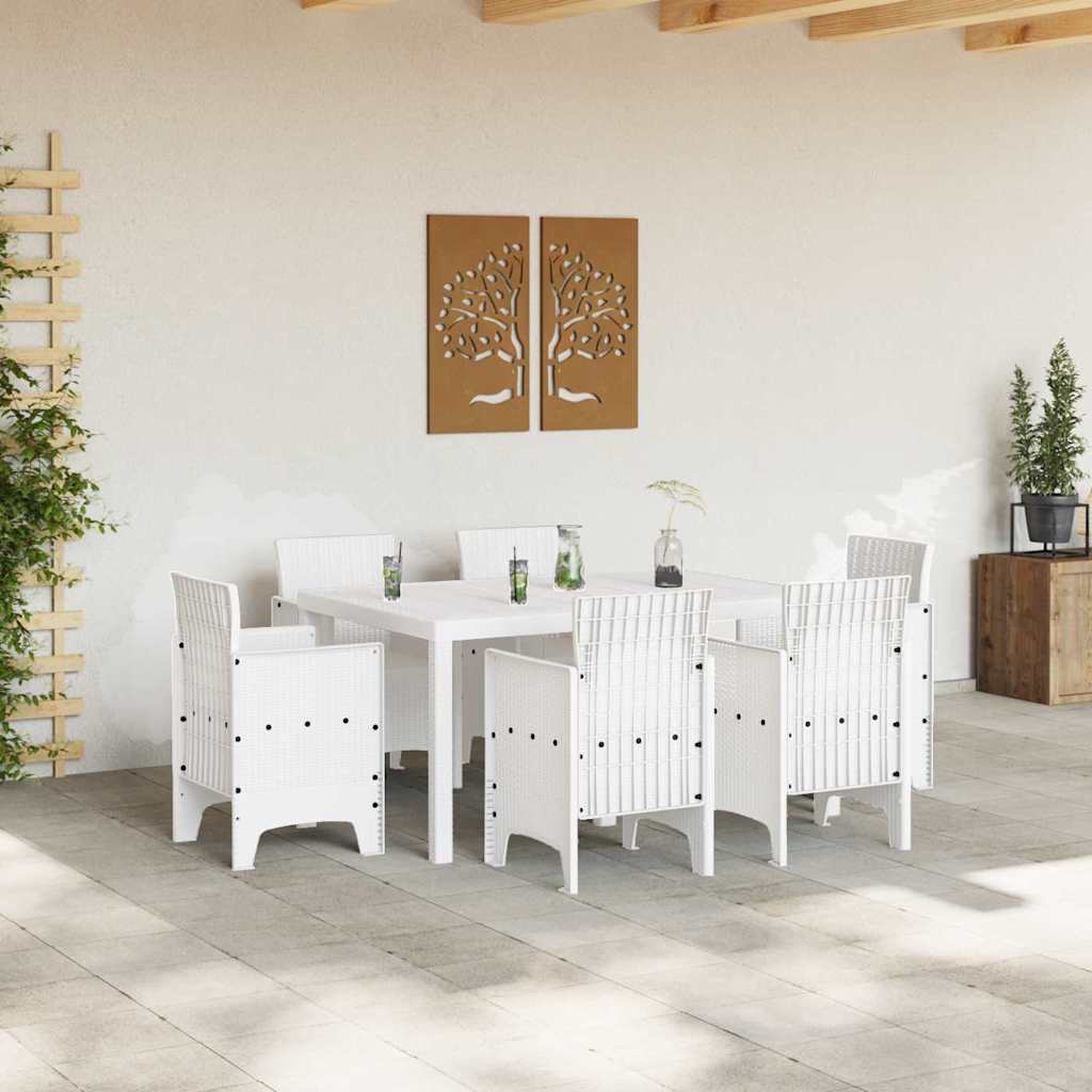 Have Spisebordssæt 7 pcs Hvid Polt rattan