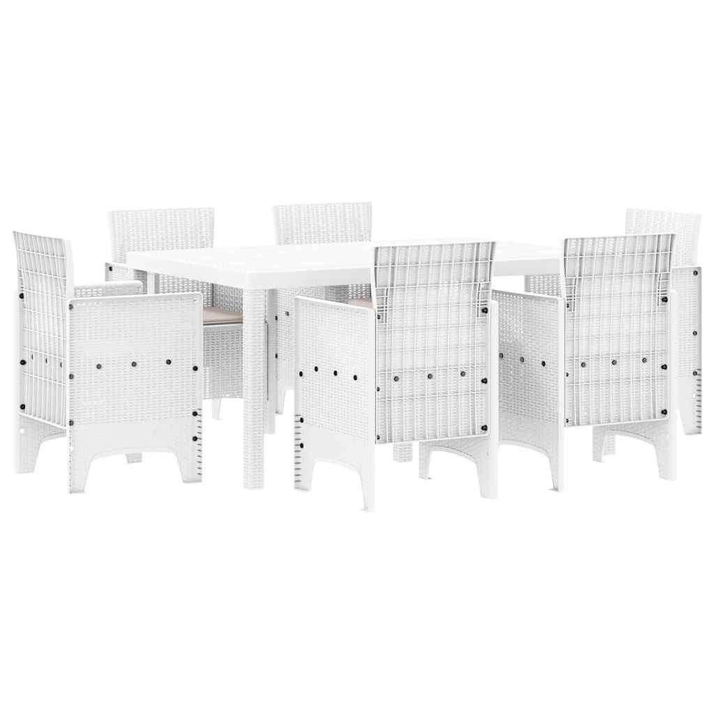 Have Spisebordssæt 7 pcs Hvid Polt rattan