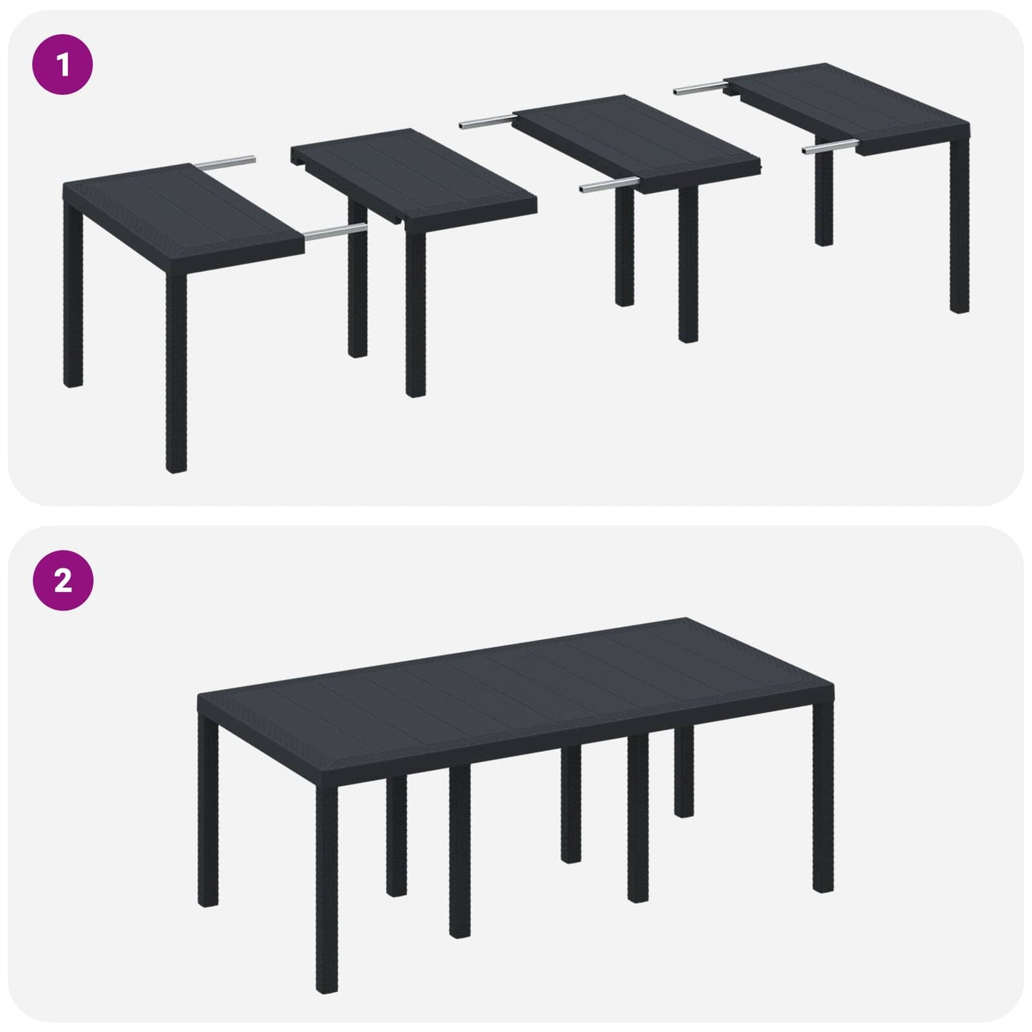 Have Spisebordssæt 9 pcs Antracit Polypropylen