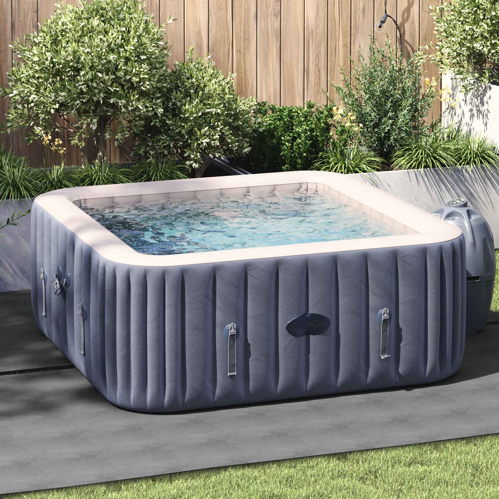Pool Bundark Lysegrå 274 x 274 cm Polyester geotekstil