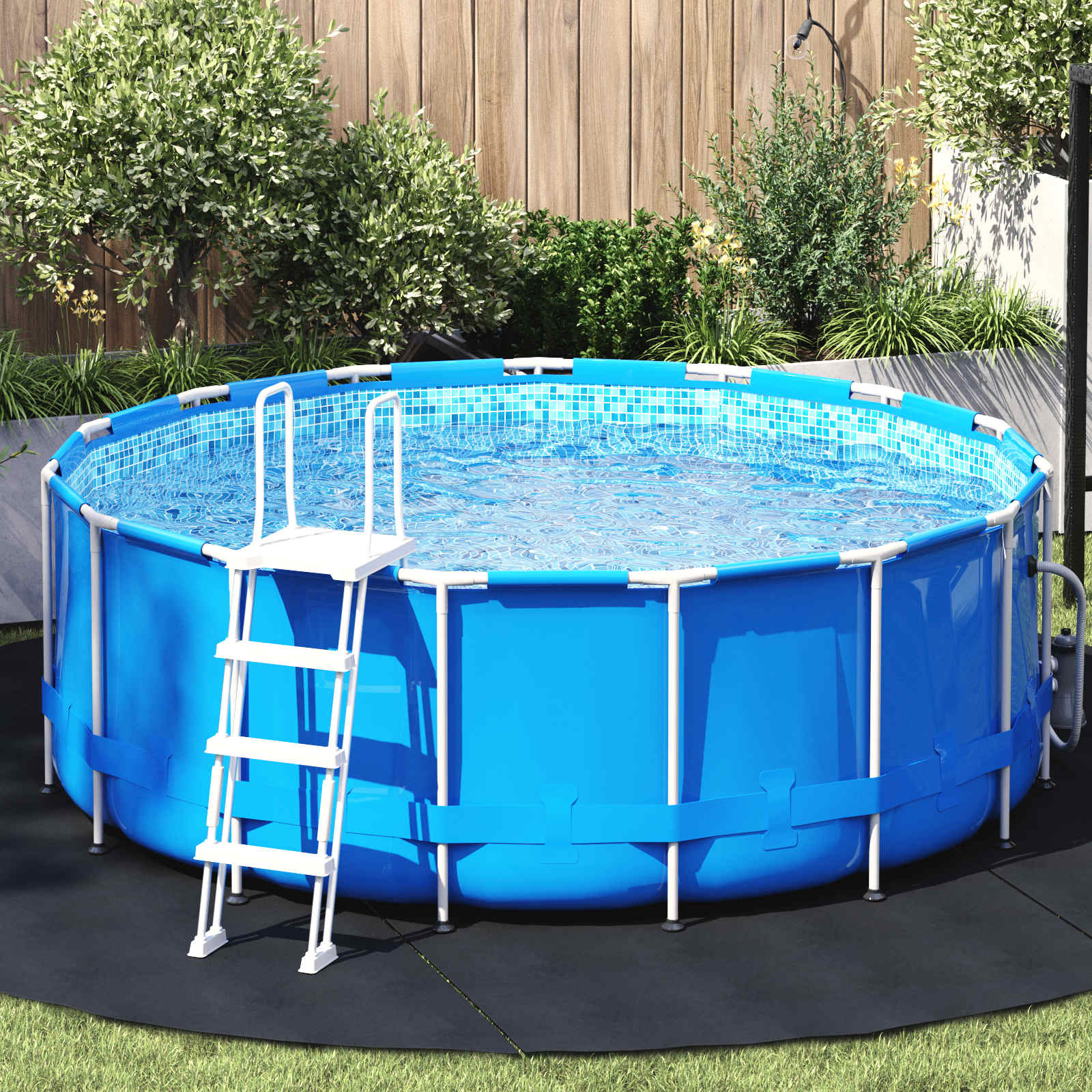 Pool Bundark Sort Ø 306 cm Polyester geotekstil