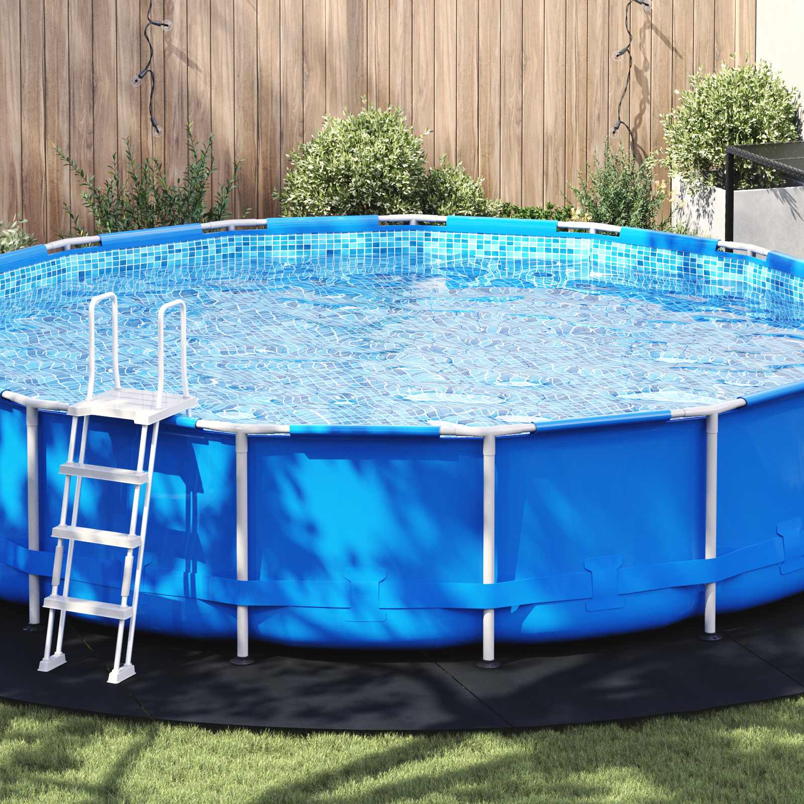 Pool Bundark Sort Ø 610 cm Non-woven stof billede