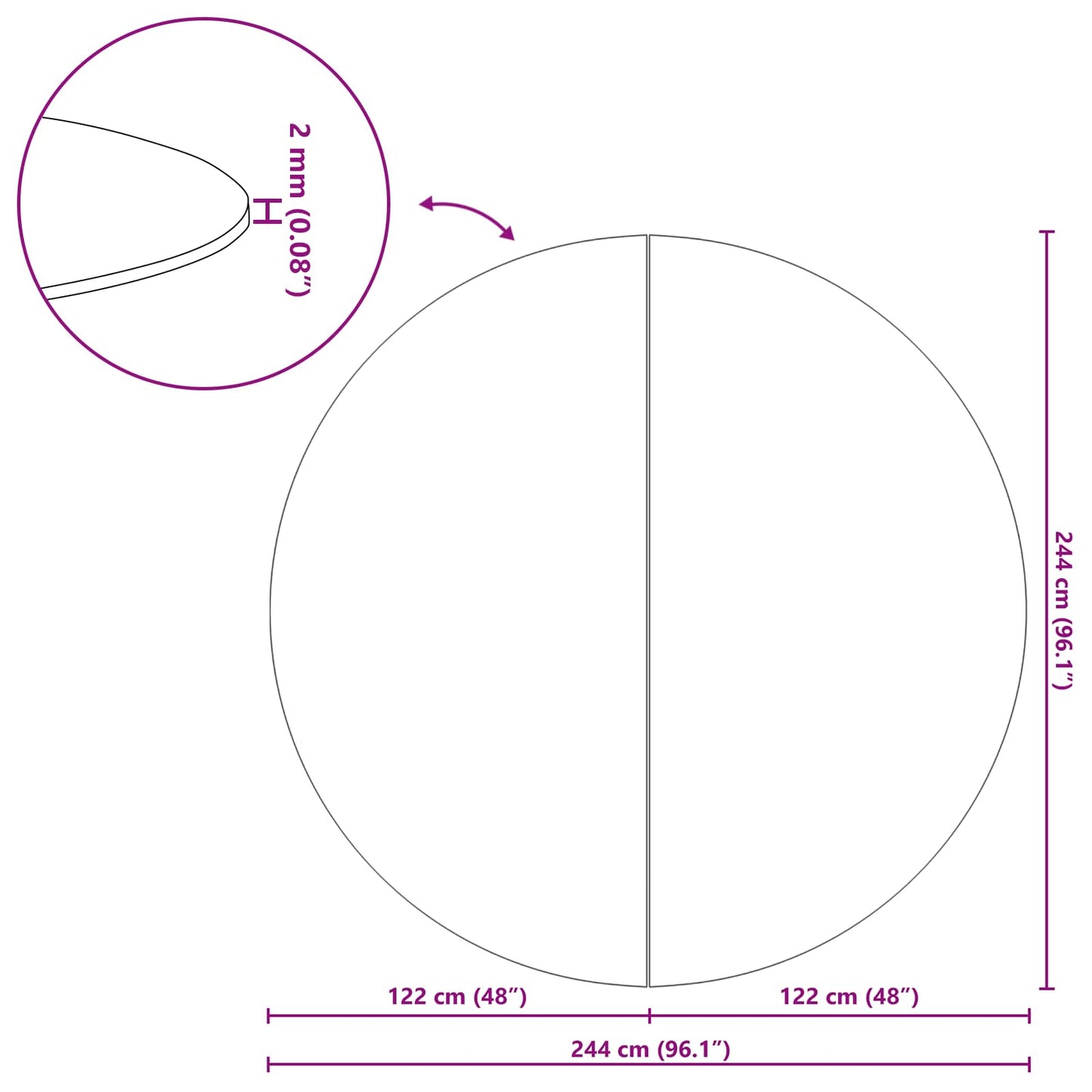 Pool Bundark Sort Ø 244 cm Non-woven stof