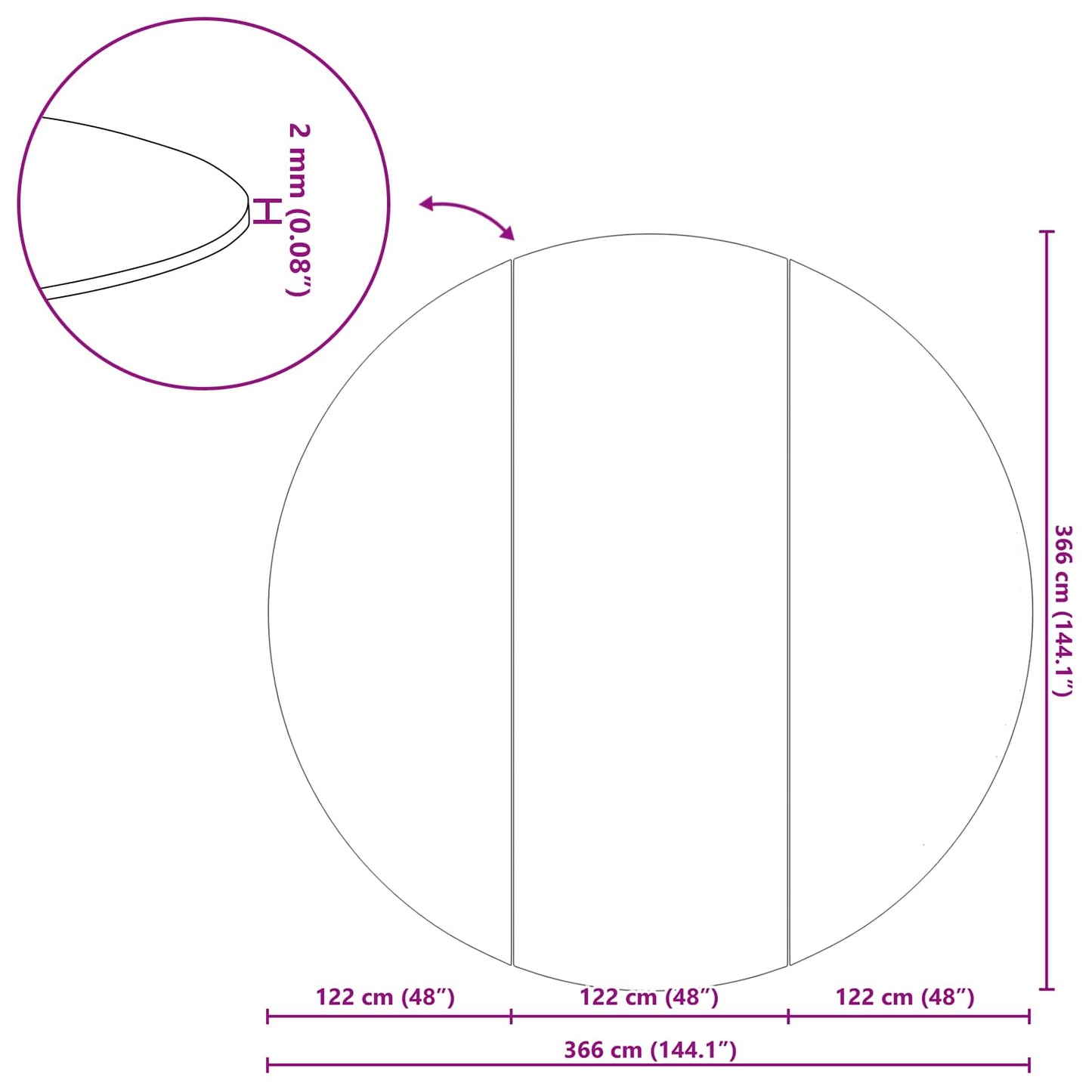 Pool Bundark Sort Ø 366 cm Non-woven stof