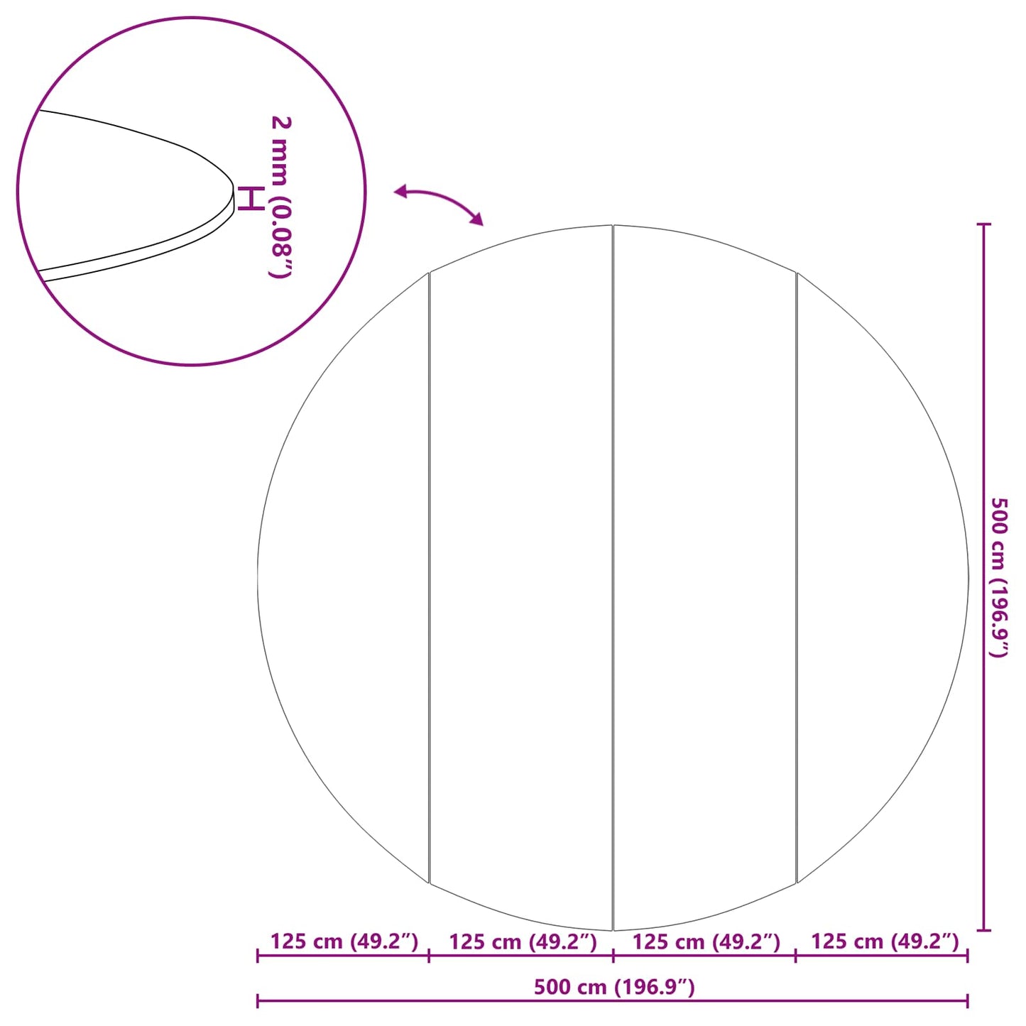 Pool Bundark Sort Ø 500 cm Non-woven stof