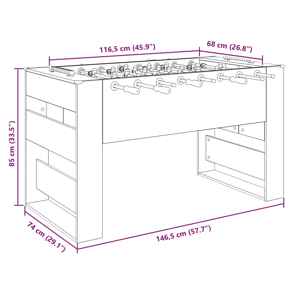 Fodboldbord Artisan Eg 146,5 x 74 x 85 cm Konstrueret træ