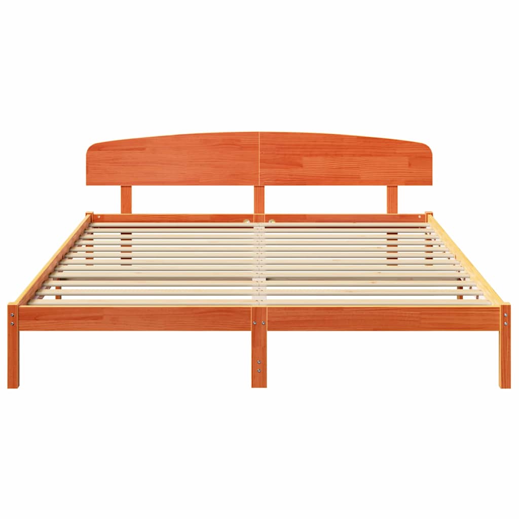 Sengestel med hovedgærde Voks brun 180 x 200 cm Massiv fyrretræ