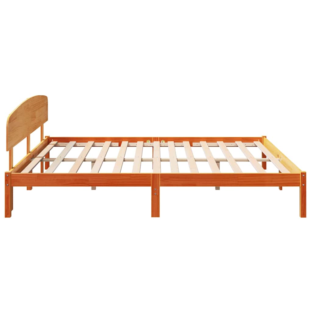 Sengestel med hovedgærde Voks brun 180 x 200 cm Massiv fyrretræ