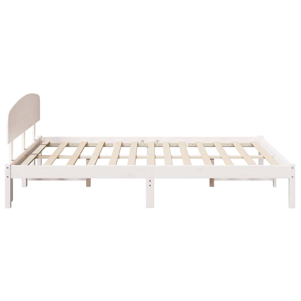 Sengestel med hovedgærde Hvid 140 x 200 cm Massiv fyrretræ