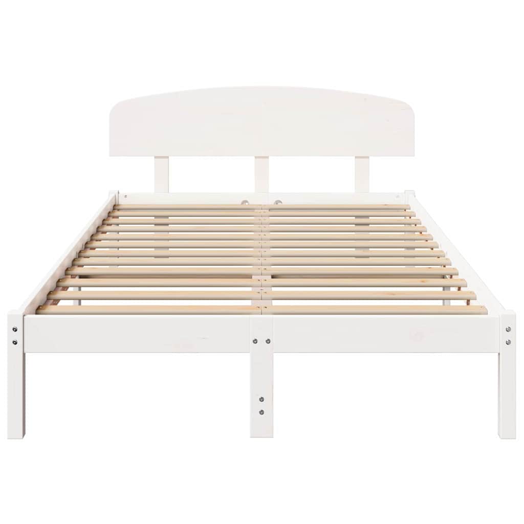 Sengestel med hovedgærde Hvid 120 x 200 cm Massiv fyrretræ