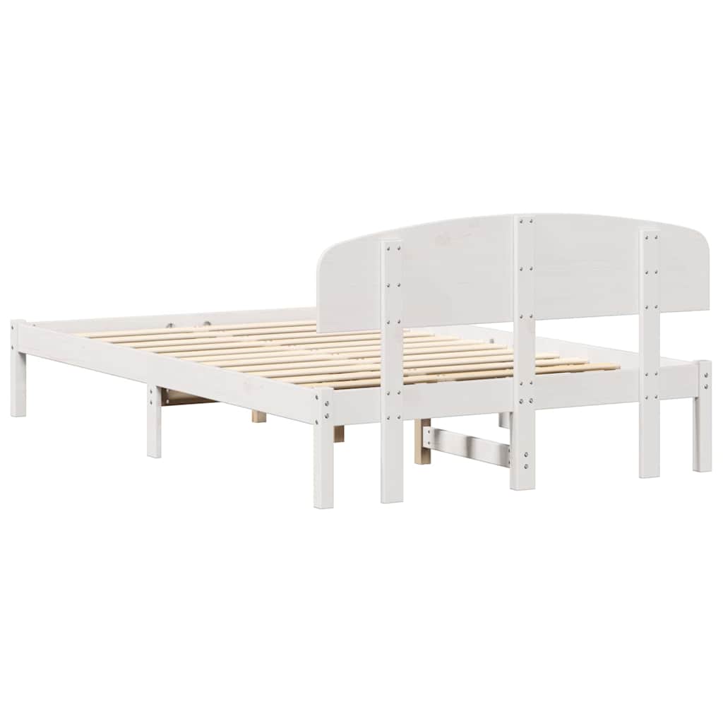 Sengestel med hovedgærde Hvid 140 x 190 cm Massiv fyrretræ