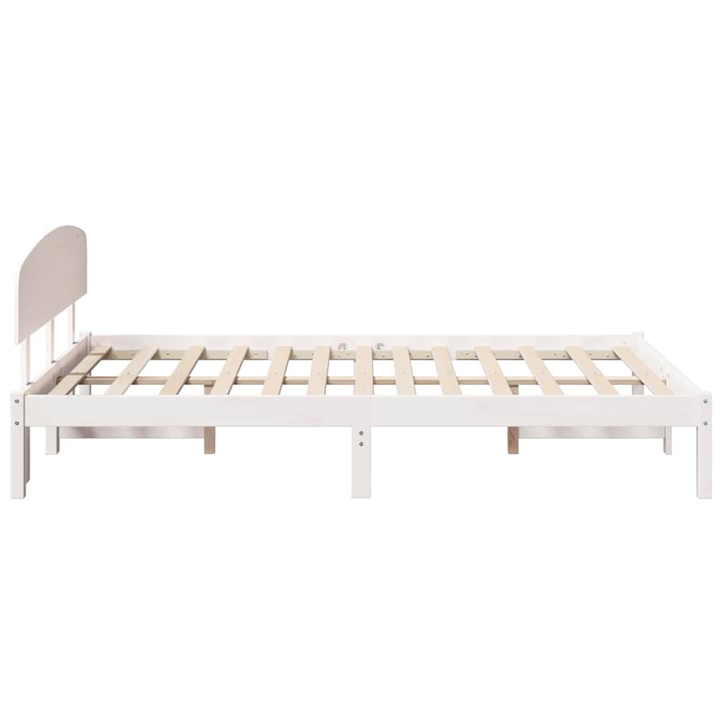 Sengestel med hovedgærde Hvid 140 x 190 cm Massiv fyrretræ