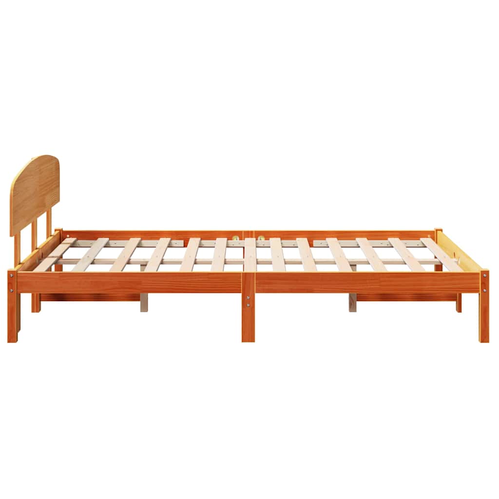 Sengestel med hovedgærde Voks brun 140 x 190 cm Massiv fyrretræ