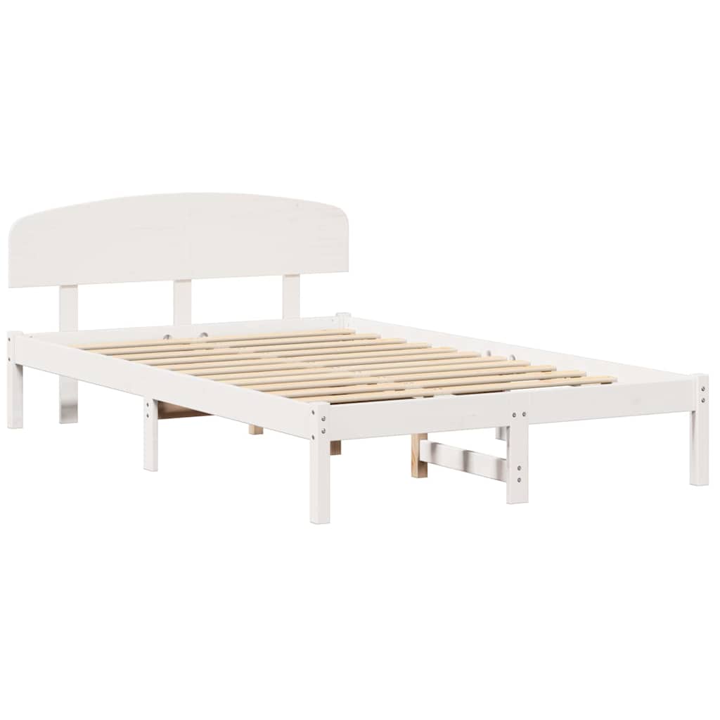 Sengestel med hovedgærde Hvid 135 x 190 cm Massiv fyrretræ