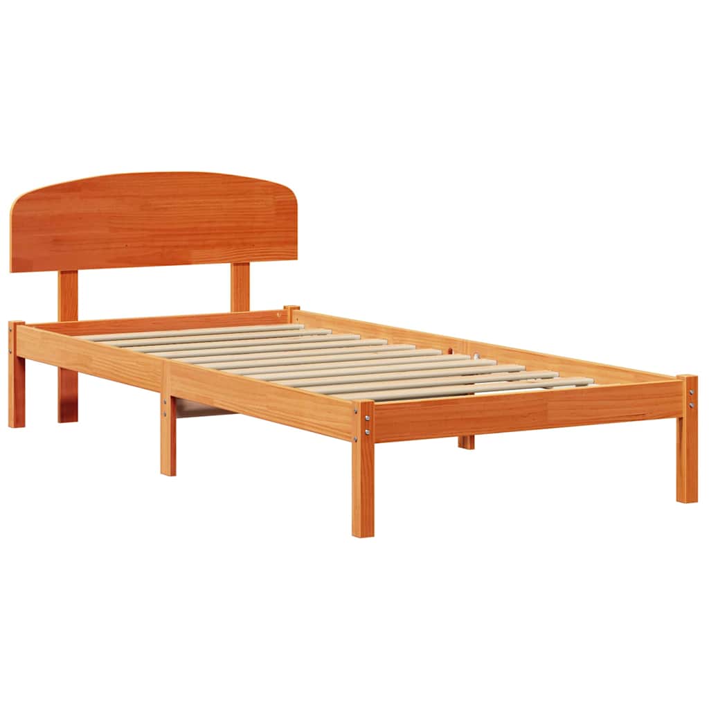Sengestel med hovedgærde Voks brun 80 x 200 cm Massiv fyrretræ