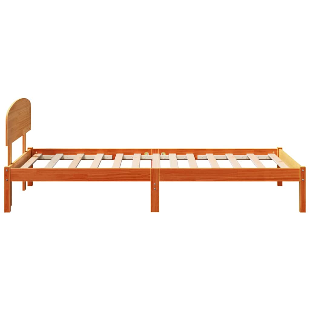 Sengestel med hovedgærde Voks brun 90 x 190 cm Massiv fyrretræ