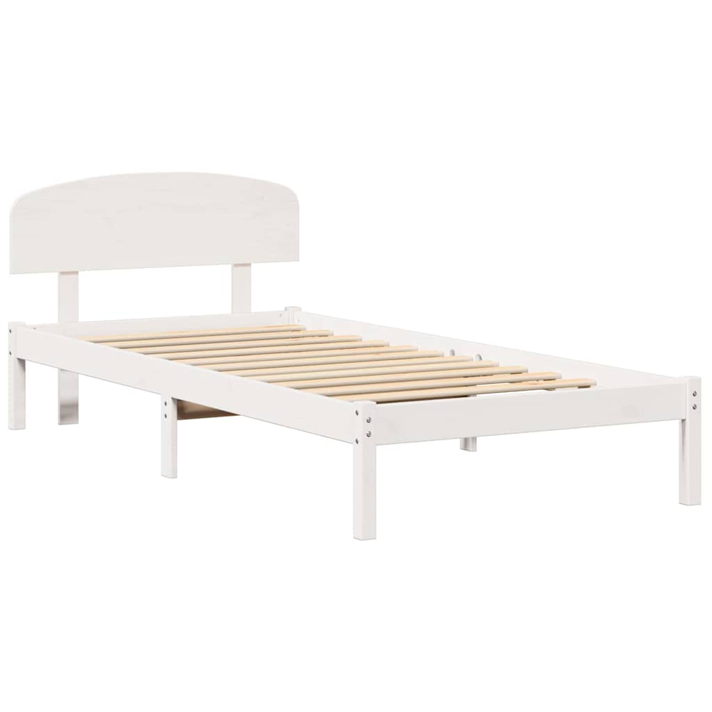 Sengestel med hovedgærde Hvid 75 x 190 cm Massiv fyrretræ