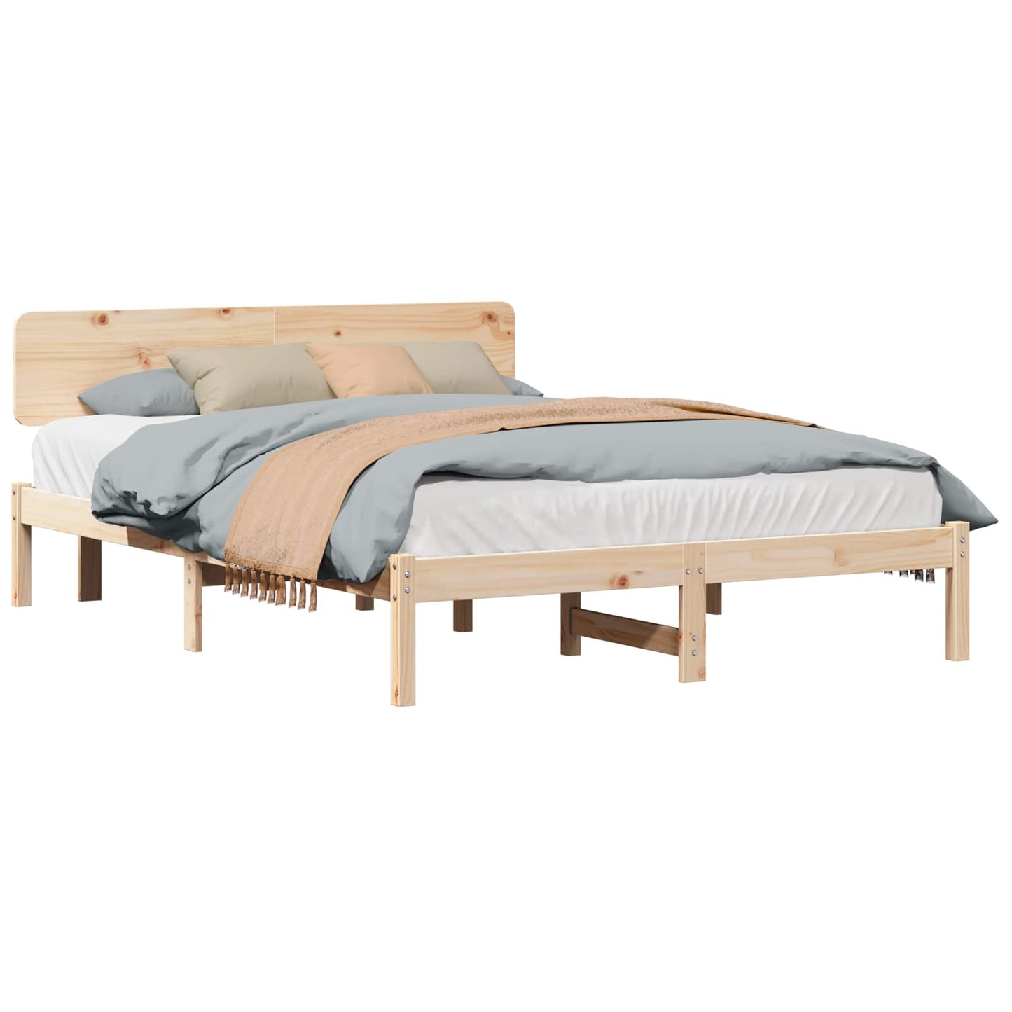 Sengestel Naturfarvet 150 x 200 cm Massiv fyrretræ