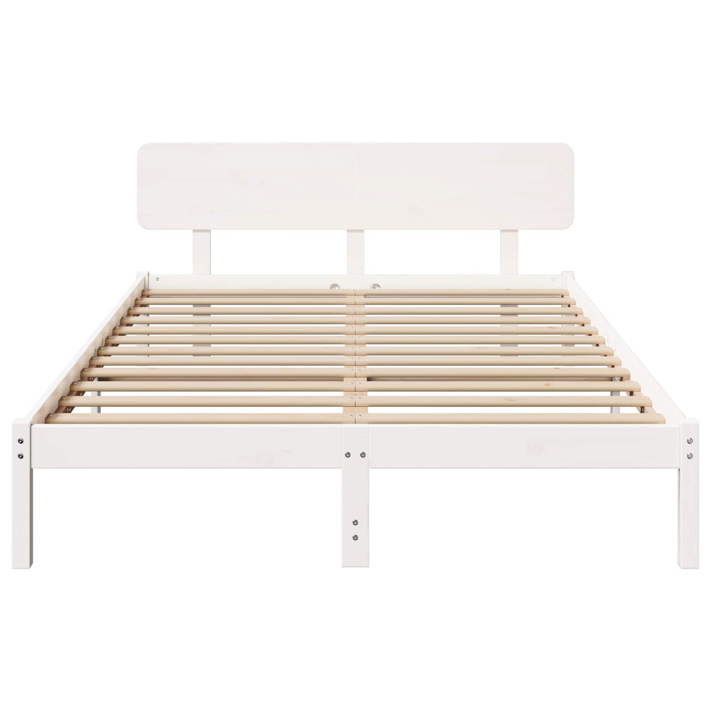 Sengestel med hovedgærde Hvid 150 x 200 cm Massiv fyrretræ