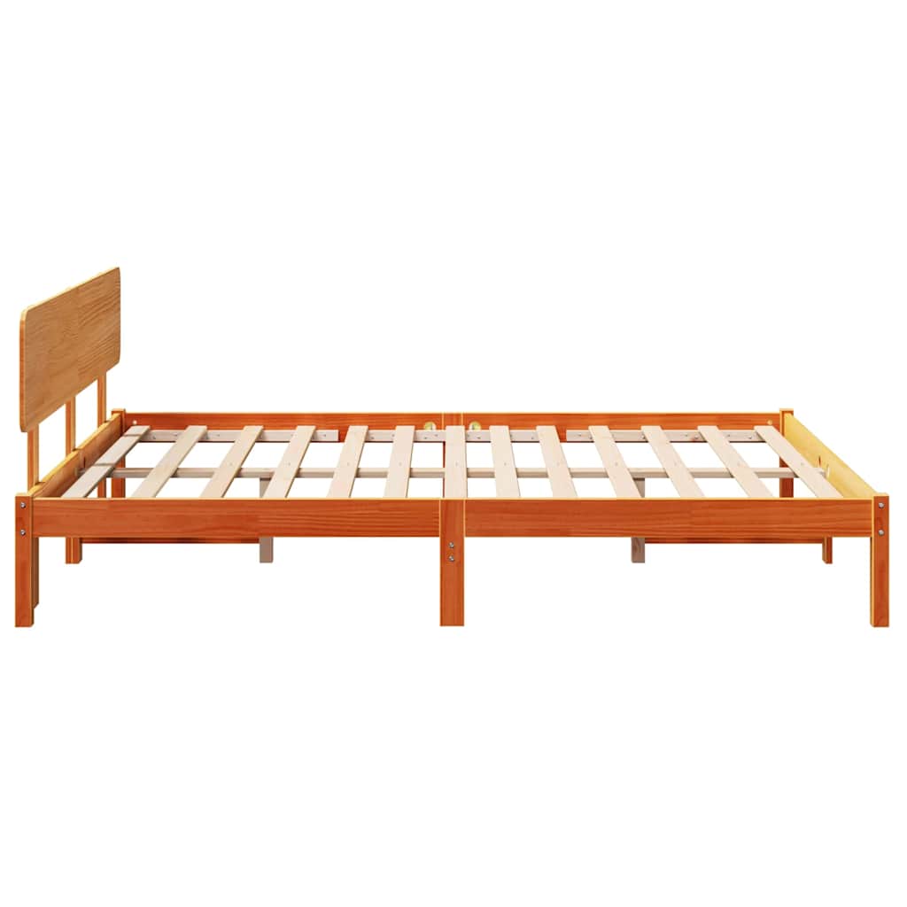 Sengestel med hovedgærde Voks brun 150 x 200 cm Massiv fyrretræ