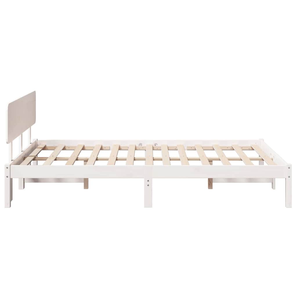 Sengestel med hovedgærde Hvid 120 x 190 cm Massiv fyrretræ