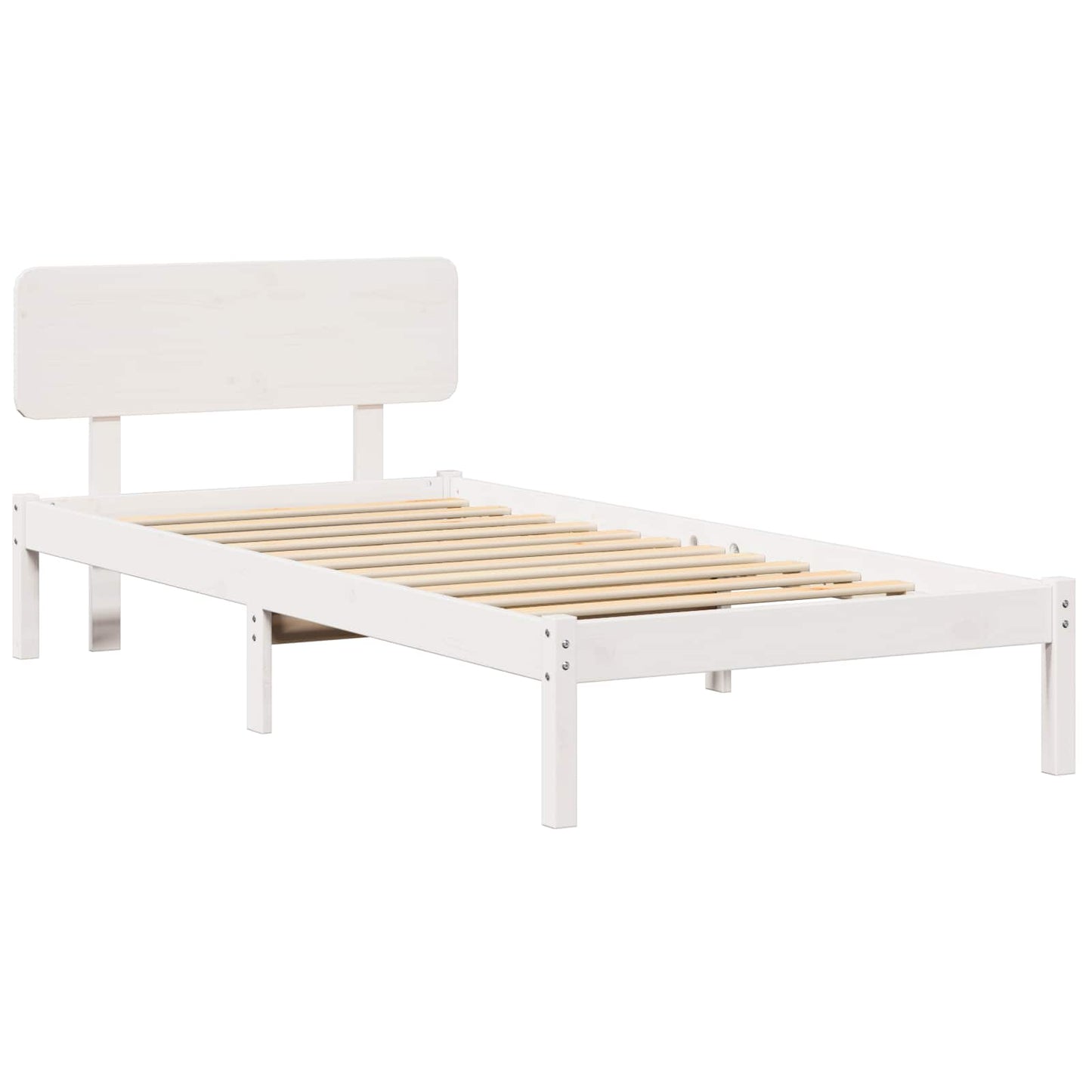 Sengestel med hovedgærde Hvid 90 x 200 cm Massiv fyrretræ