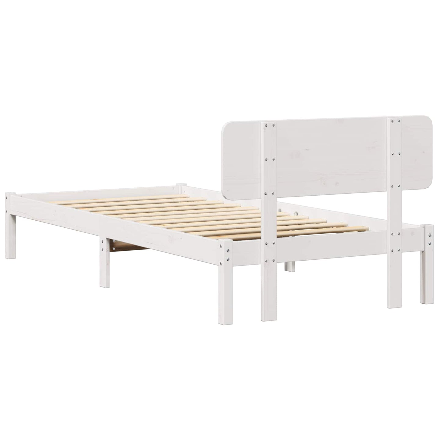 Sengestel med hovedgærde Hvid 75 x 190 cm Massiv fyrretræ