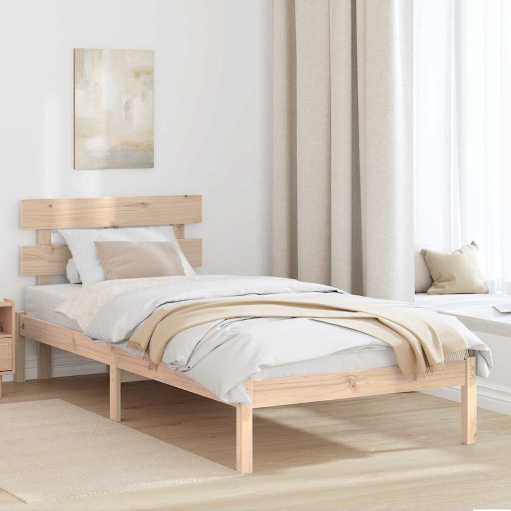 Sengestel med hovedgærde Brun 90 x 200 cm Massivt fyrretræ