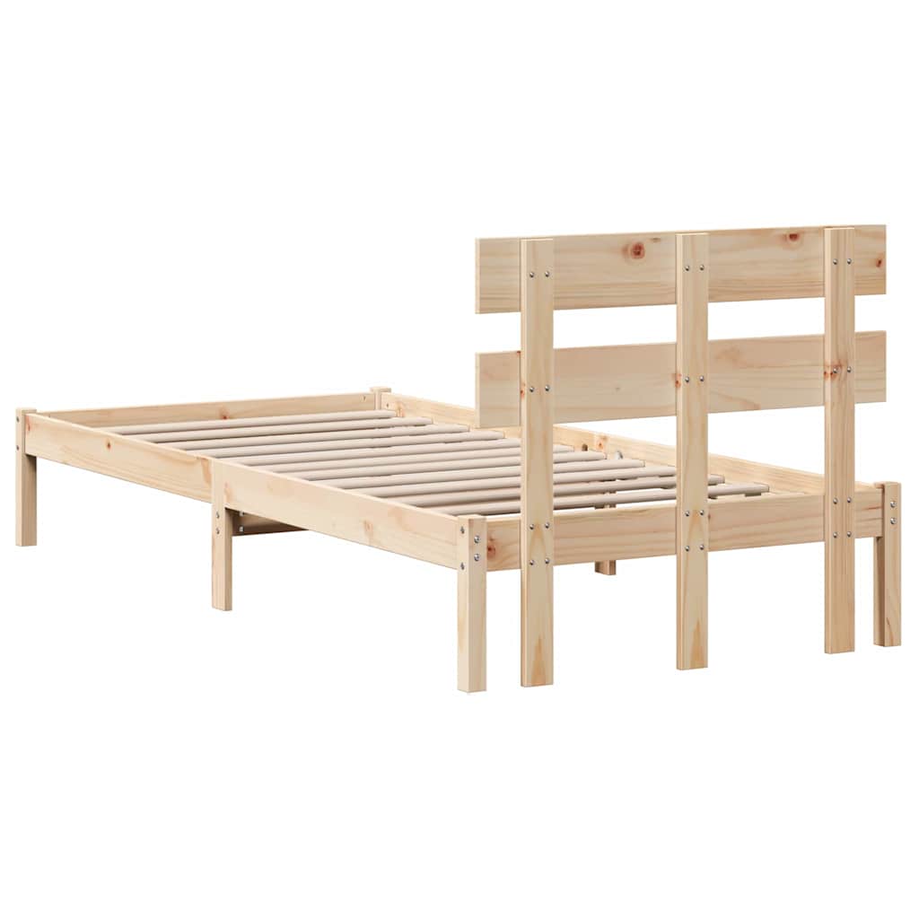 Sengestel med hovedgærde Brun 90 x 200 cm Massivt fyrretræ