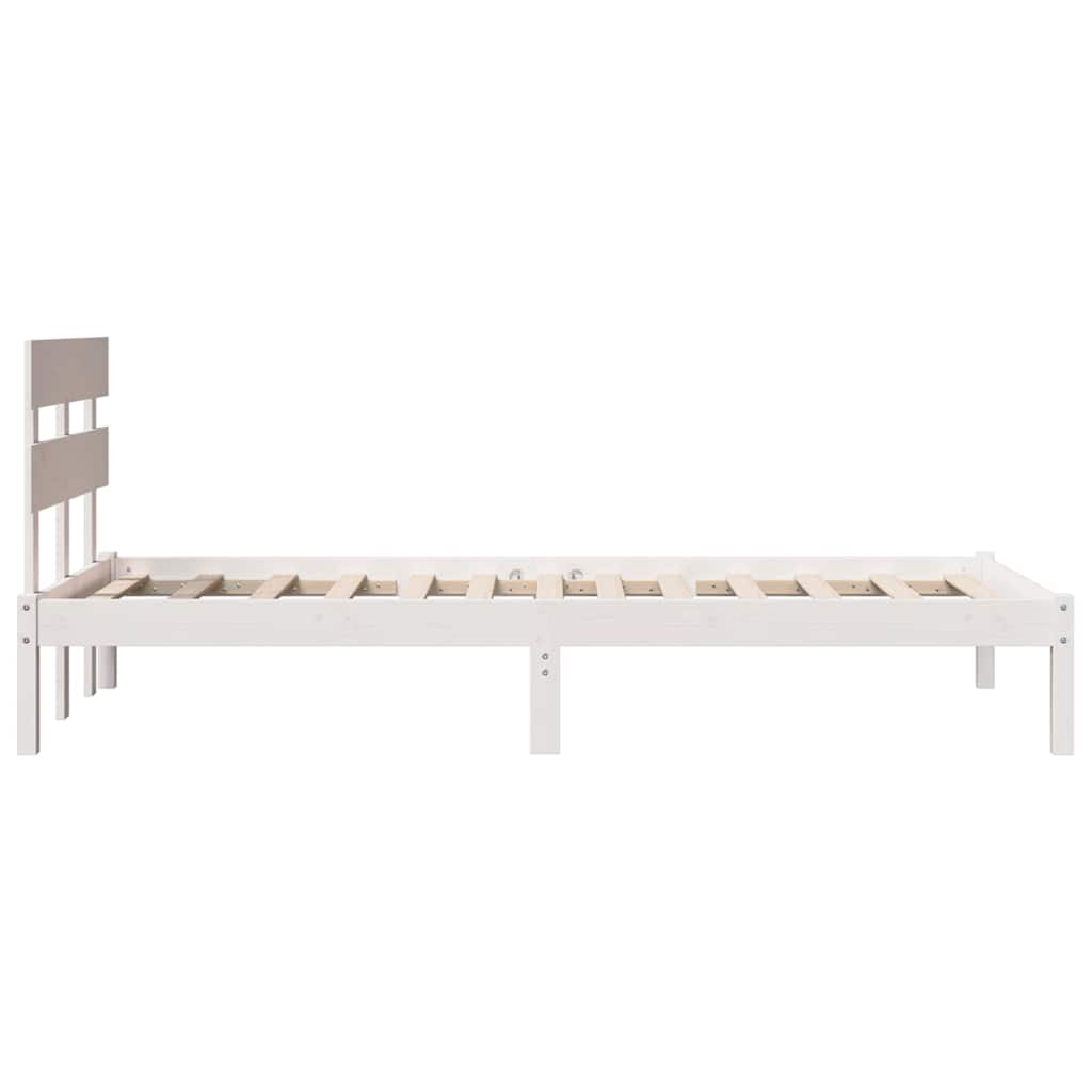 Sengestel med hovedgærde Hvid 90 x 200 cm Massivt fyrretræ