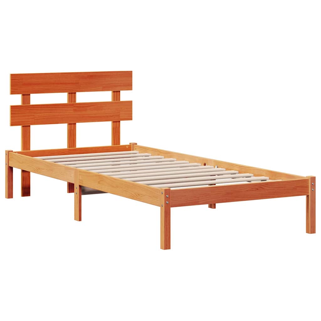 Sengestel med hovedgærde Brun 90 x 200 cm Massivt fyrretræ