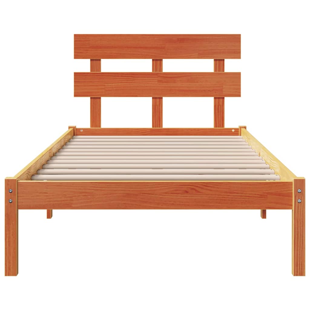 Sengestel med hovedgærde Brun 100 x 200 cm Massivt fyrretræ