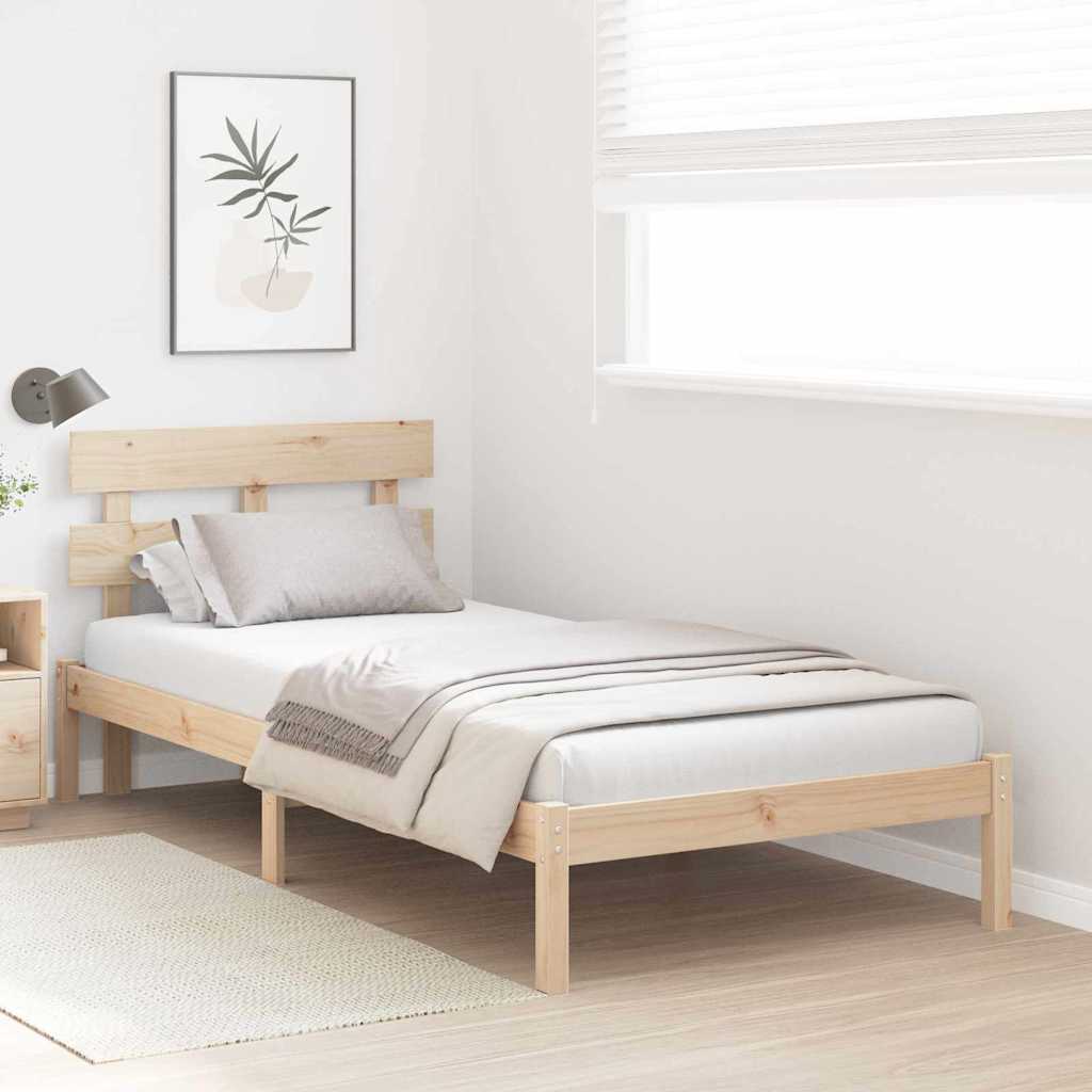 Sengestel med hovedgærde Brun 90 x 190 cm Massivt fyrretræ