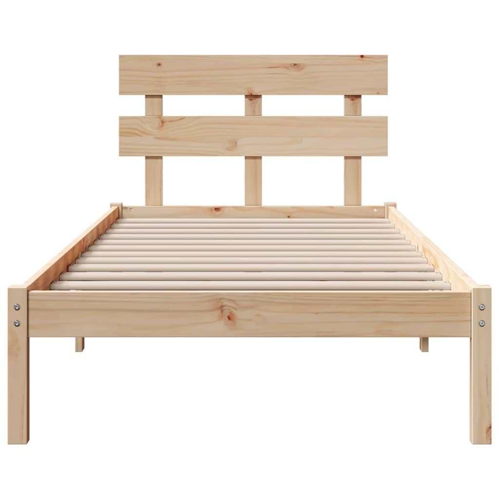 Sengestel med hovedgærde Brun 90 x 190 cm Massivt fyrretræ