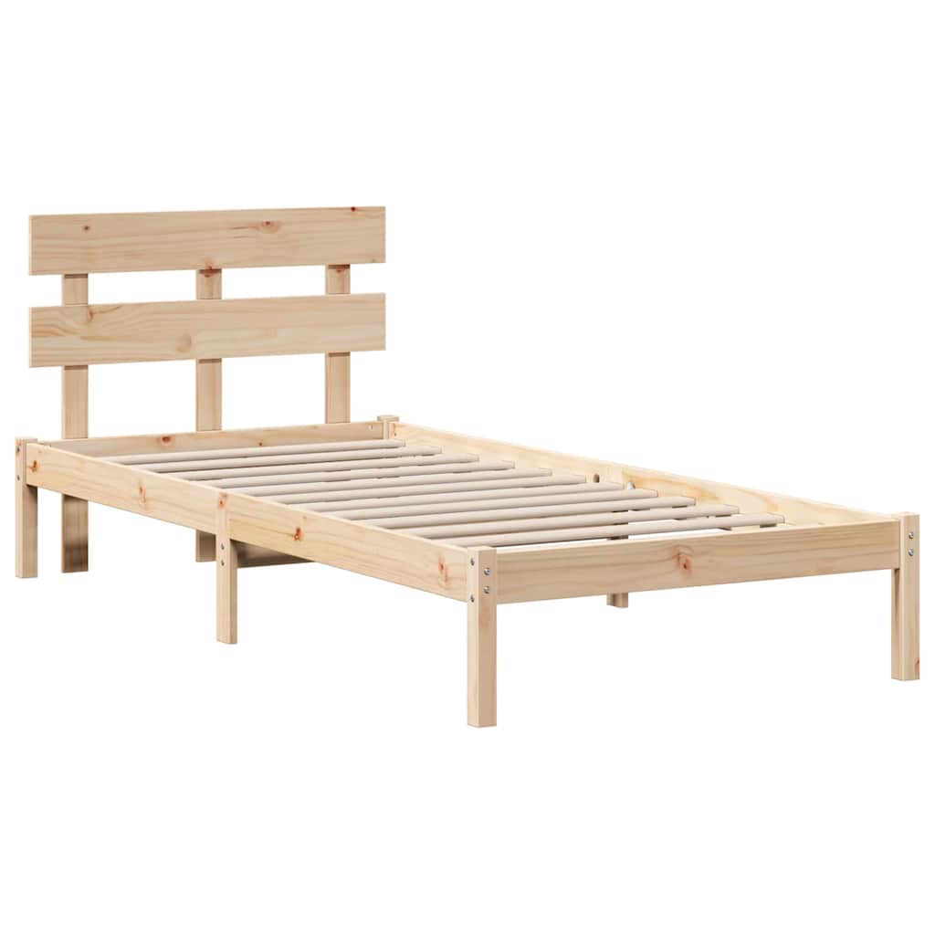 Sengestel med hovedgærde Brun 75 x 190 cm Massivt fyrretræ