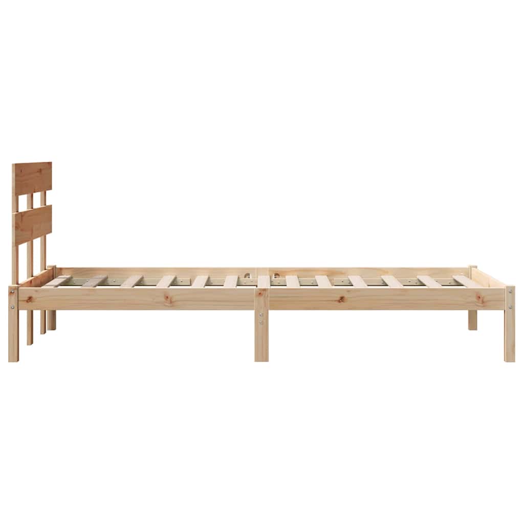 Sengestel med hovedgærde Brun 75 x 190 cm Massivt fyrretræ