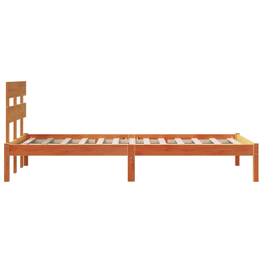 Sengestel med hovedgærde Brun 75 x 190 cm Massivt fyrretræ